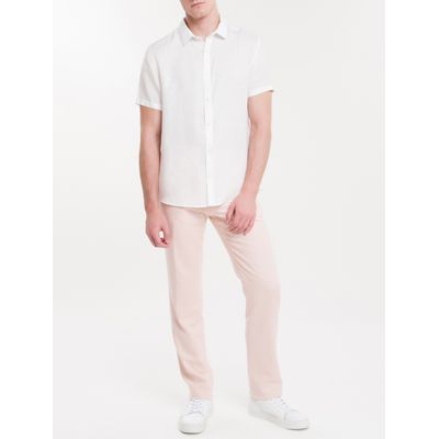 Camisa Mg Curta Regular Cannes Linen  Calvin Klein -  Branco
