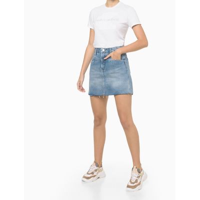 Blusa Básica Slim Embossed Branca Calvin Klein Jeans