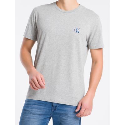 Camiseta Masculina Logo no Peito Cinza Mescla Calvin Klein Jeans