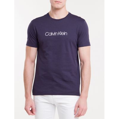 Camiseta Slim Básica Flamê Calvin Klein - Marinho