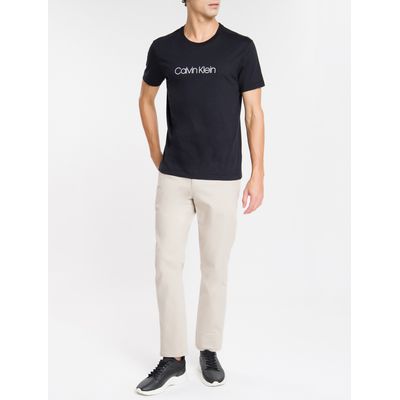 Camiseta Slim Básica Flamê Calvin Klein - Preto