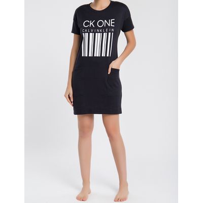 Vestido Feminino CK One Barcode Preto Loungewear Calvin Klein