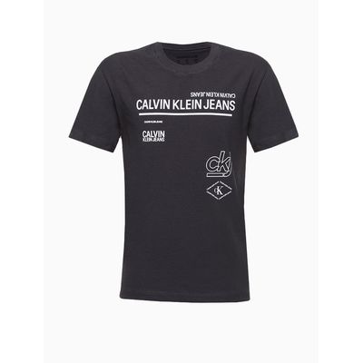 Camiseta Masculina Infantil Estampa Logo Chumbo Calvin Klein Jeans