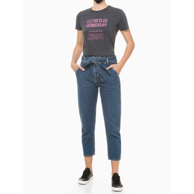 Blusa Feminina Slim Estampa Electro Club Preta Calvin Klein Jeans