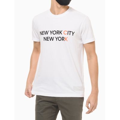 Camiseta Masculina Estampa New York City Branca Calvin Klein