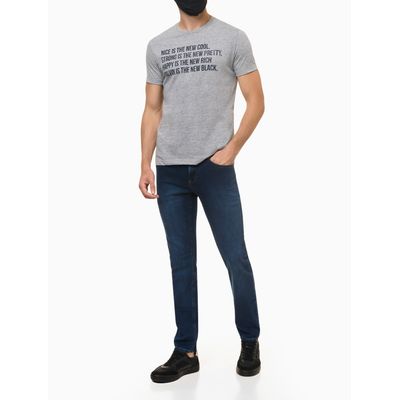 Camiseta Masculina Estampa New Cool Cinza Mescla Calvin Klein Jeans