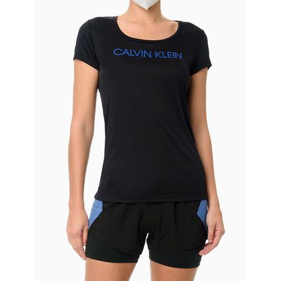 Camiseta Feminina Recorte Traseiro Performance  Calvin Klein -  Preto