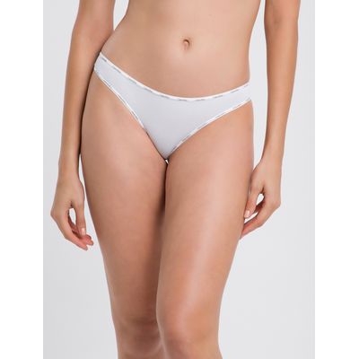 Calcinha Tanga Estampa no Elástico Logo Branca Underwear Calvin Klein