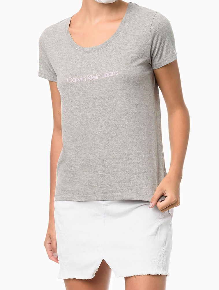 Camiseta-Mc-Ckj-Fem-Logo-Centralizado---Cinza-Mescla