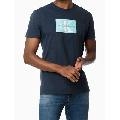 Camiseta Mc Ckj Masc Re Issue Retangulo  Calvin Klein Jeans -  Azul Marinho
