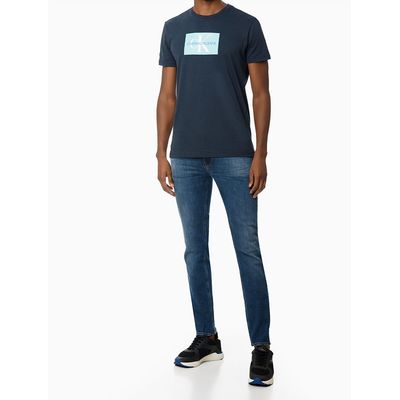 Camiseta Mc Ckj Masc Re Issue Retangulo  Calvin Klein Jeans -  Azul Marinho