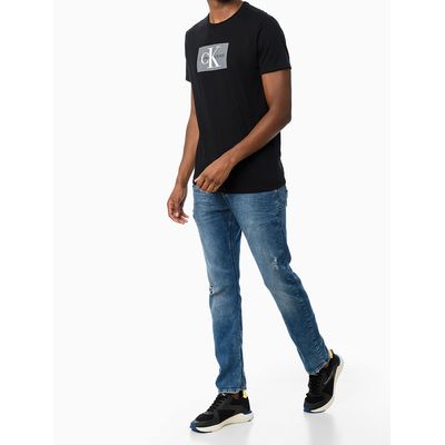 Camiseta Mc Ckj Masc Re Issue Retangulo  Calvin Klein Jeans -  Preto