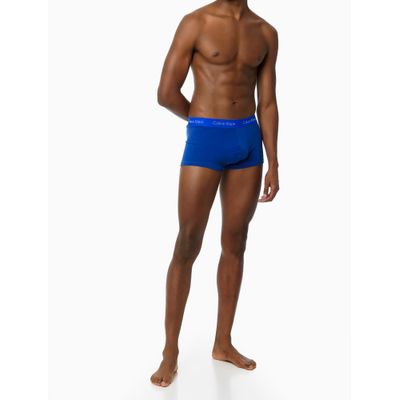 Kit 3 Underwear Trunk Clássica Elástico Estampado Cintura Baixa Preta/Branca/Azul Médio Cueca Calvin Klein