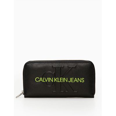Carteira Couro Sculpted Monogram  Calvin Klein Jeans -  Preto