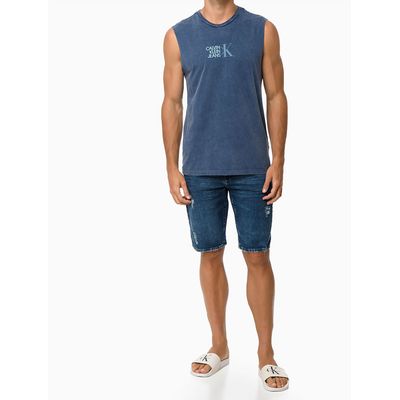 Bermuda Jeans Five Pockets Moletom - Azul Médio