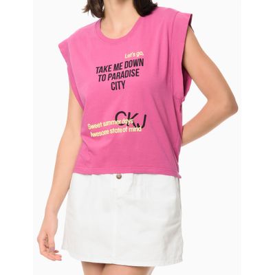 Camiseta Fem Ck Paradise City  Calvin Klein Jeans -  Rosa