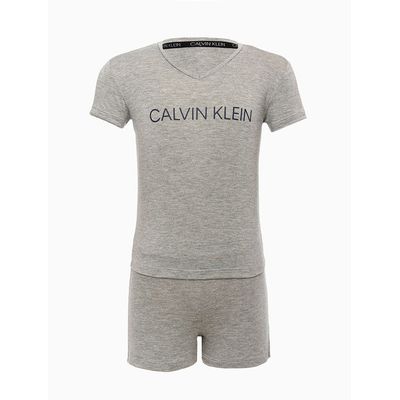 Pijama Infantil Menina M/C Short Viscoli  Calvin Klein -  Cinza Mescla