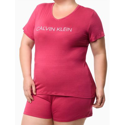 Pijama Short Doll Viscolight Plus Size  Calvin Klein -  Roxo