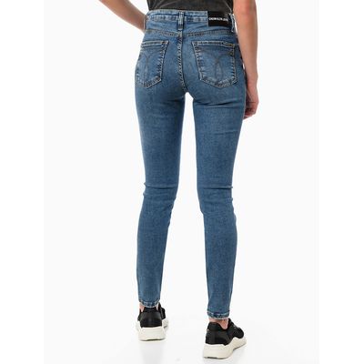 Calça Jeans Five Pockets High Rise Skinny  Calvin Klein Jeans -  Azul Médio