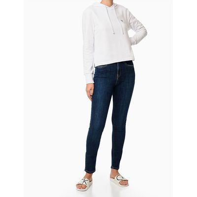 Casaco Liso Ml Capuz Silk Ômega  Calvin Klein Jeans -  Branco