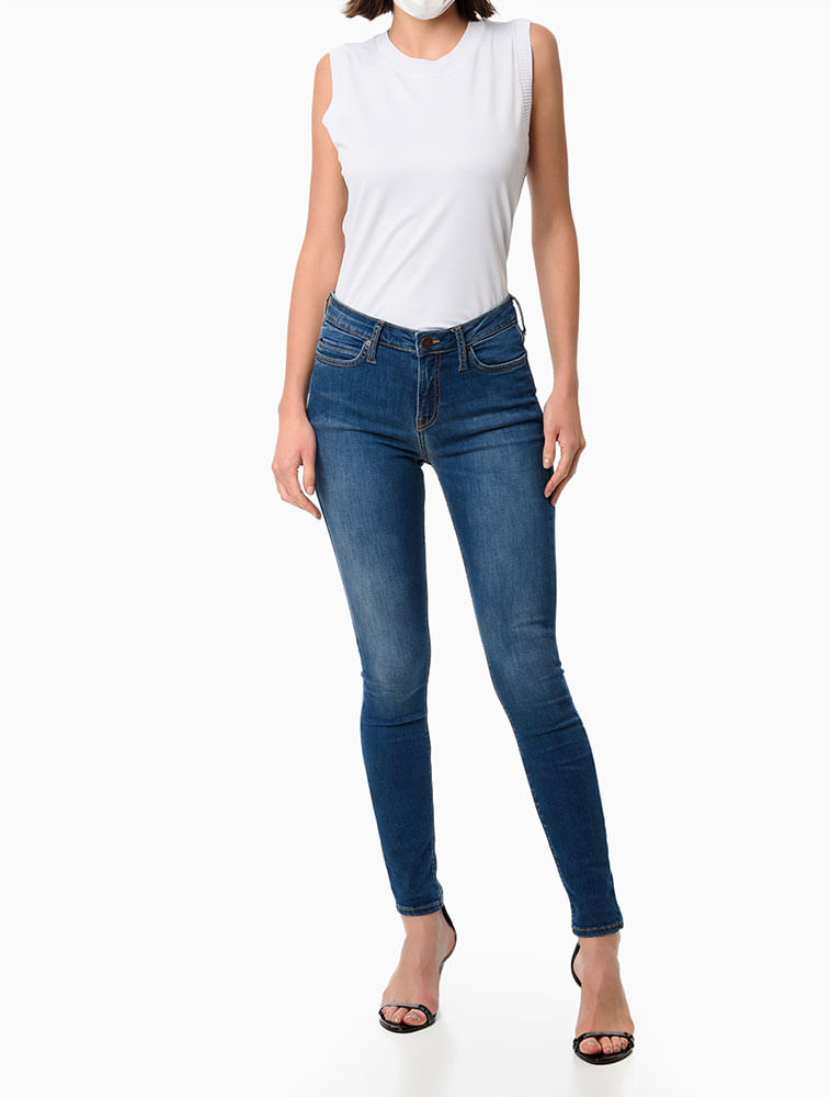 Calca-Jeans-Feminina-Five-Pockets-Super-Skinny-Cintura-Media-Azul-Medio-Calvin-Klein