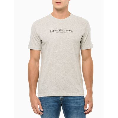 Camiseta Masculina de Algodão Slim Estampa Centro Cidades Cinza Mescla Calvin Klein Jeans