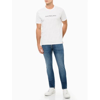 Camiseta Masculina de Algodão Slim Estampa Centro Cidades Branca Calvin Klein Jeans