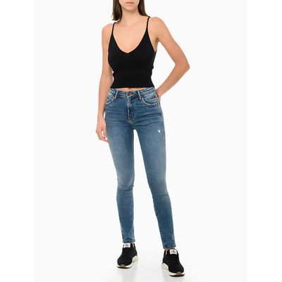Top Cropped Tricot Alça Fina Calvin Klein Jeans