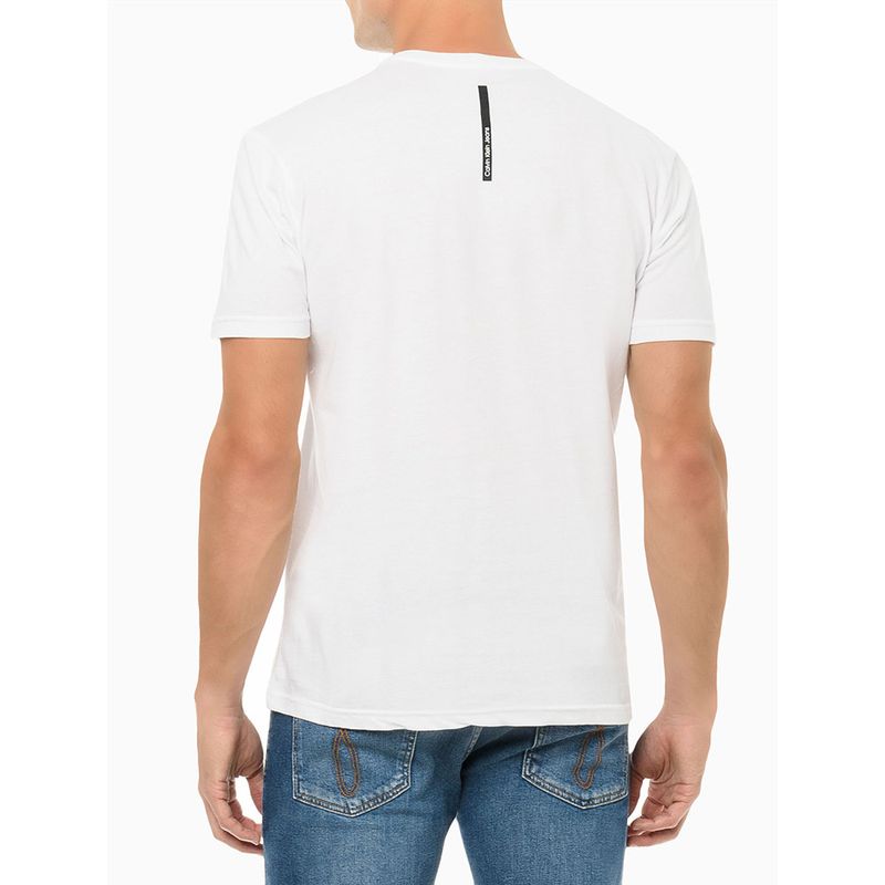 Camiseta Calvin Klein Jeans Masculina Issue Logo Black Block Branca