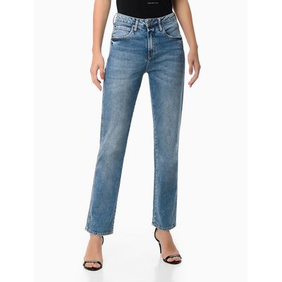 Calça Jeans Feminina com Stretch Reta Cintura Alta Vintage Calvin Klein Jeans