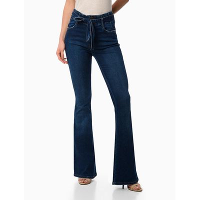 Calça Jeans Flare Amarração Cós  Calvin Klein -  Azul Marinho