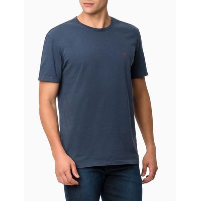 Camiseta Masculina Estampa Ômega no Peito Azul Marinho Calvin Klein Jeans