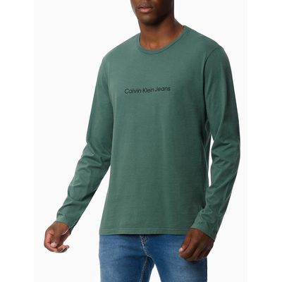 Camiseta Ml Ckj Masc Logo Básico  Calvin Klein Jeans -  Verde Escuro