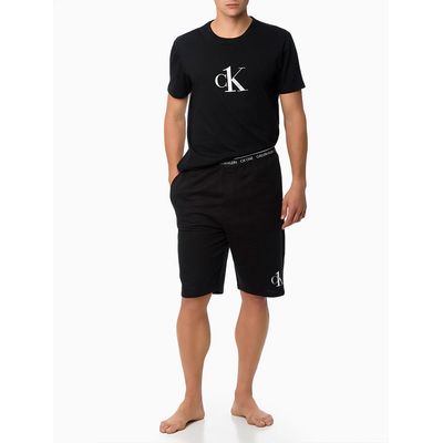 Camiseta Masculina de Algodão Básica Estampa CK One Preta Calvin Klein