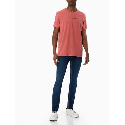 Camiseta Masculina de Algodão Estampa Logo Centralizado Rosa Calvin Klein Jeans