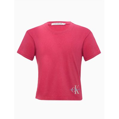 Blusa Feminina Infantil Estampa Reissue Deslocado Rosa Claro Calvin Klein Jeans