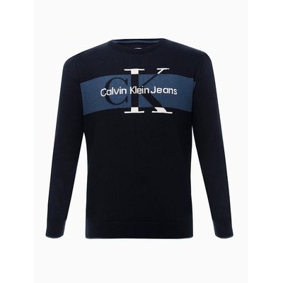 Tricot Masc Ckjr Faixa Peito  Calvin Klein Jeans -  Azul Marinho
