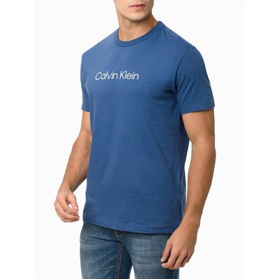 Camiseta Mc Slim Institucional Flamê  Calvin Klein -  Azul Médio