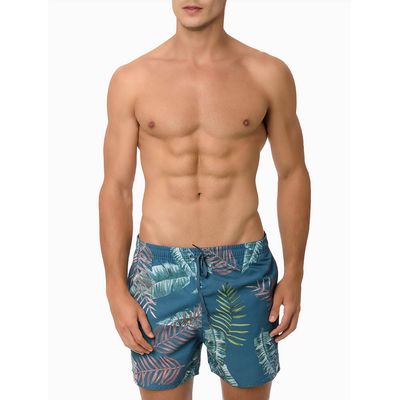 Shorts Swim Masc Tropical Print  Calvin Klein -  Azul Médio