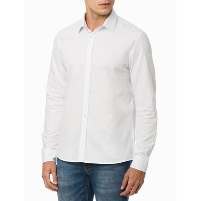 Camisa Ml Regular Oxford Liso - Branco