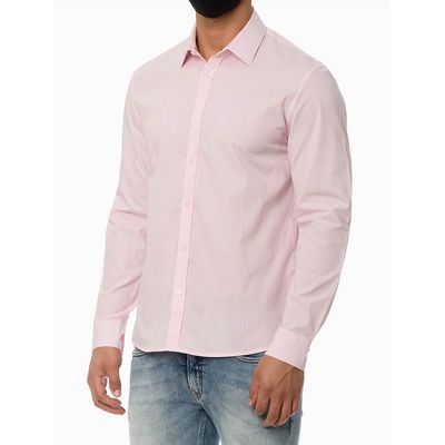 Camisa Ml Regular Micro Listrado - Rosa Claro