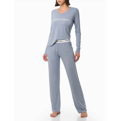 Pijama M/L E Calça Viscolight  Calvin Klein -  Azul Claro