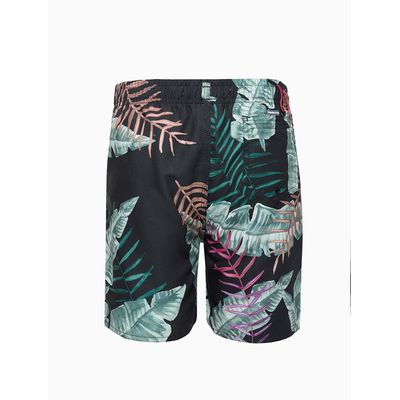 Shorts D'água Kids Tropical Print - Preto