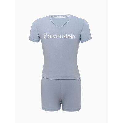 Pijama Infantil Menina M/C Short Viscoli  Calvin Klein -  Azul Claro