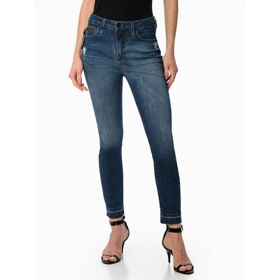 Calça Jeans Feminina Skinny Bolso Relógio Cintura Alta Calvin Klein Jeans - Azul Marinho