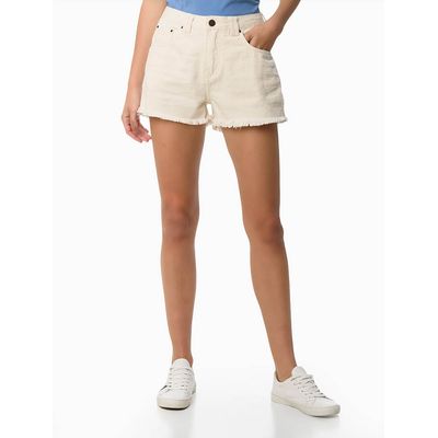Short Color Feminino Boy de Algodão com Puídos Off White Calvin Klein Jeans