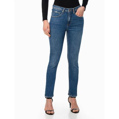 Calça Jeans Feminina Slim com Stretch Cintura Alta Azul Médio Calvin Klein Jeans