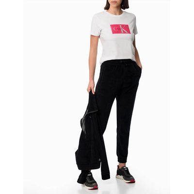 Blusa Feminina Slim Estampa Fresh Logo Branca Calvin Klein Jeans