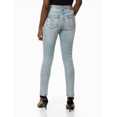 Calça Jeans Feminina Skinny Barra Degrau Cintura Alta Sustainable Calvin Klein Jeans - Azul Claro