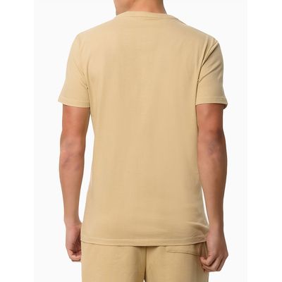Camiseta Masculina de Algodão Estampa Silk Logo Caqui Médio Calvin Klein